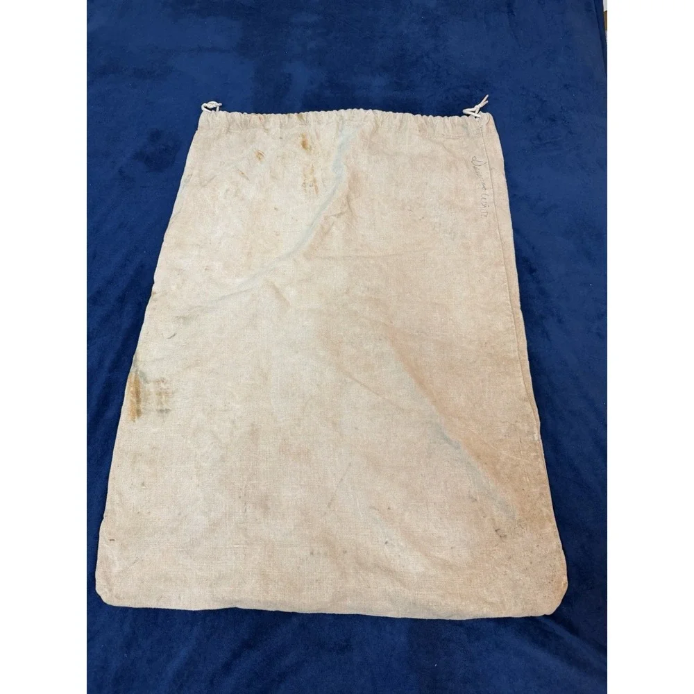 Vintage 1960s Blank Cloth Canvas Seed Sack Bag Drawstring 35x24